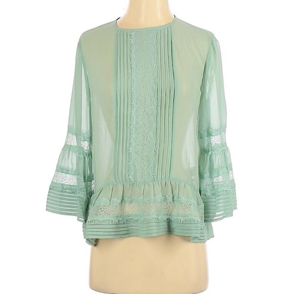 Ella Moon Tops - Mint colored sheer blouse